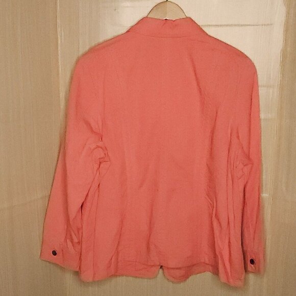 CJ Banks Womens Plus Salmon Pink Full Zip Jacket 2X - Picture 2 of 7
